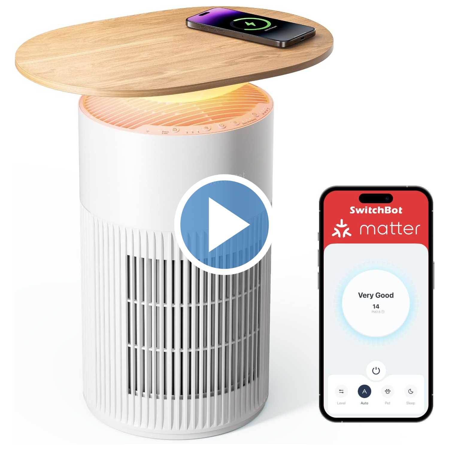 Purificatore d’Aria con Tavolino e LED | Aria Sempre Pulita in Casa